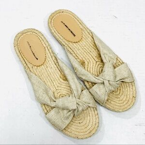 J CREW Metallic Beige Gold Knotted Espadrille Sandals Womens Size 7 NWOT NEW